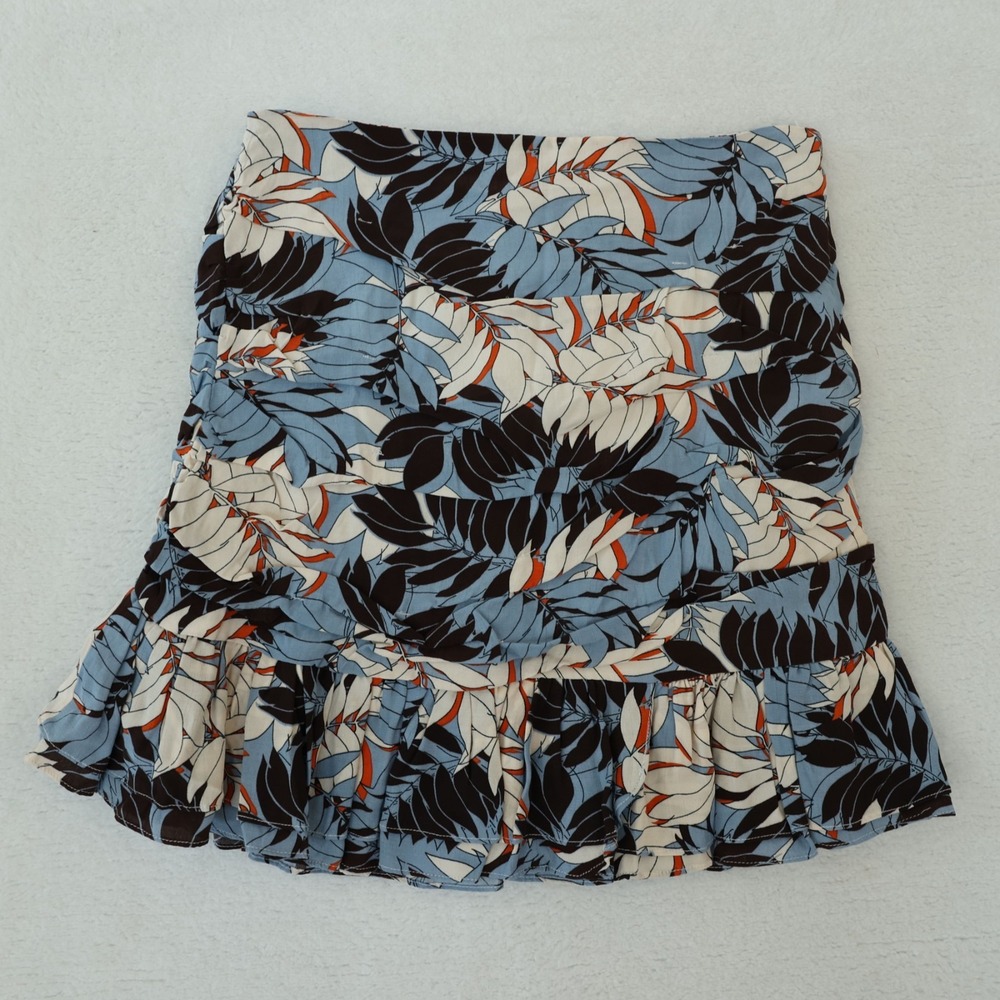 Weili Zheng Mini Skirt Size Large L Multicolor Tropical Print Side Ruched Summer